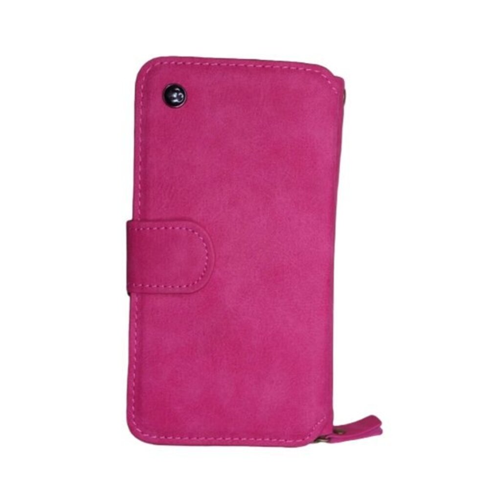 Pink Faux Suede Wallet Phone Wristlet Crossbody